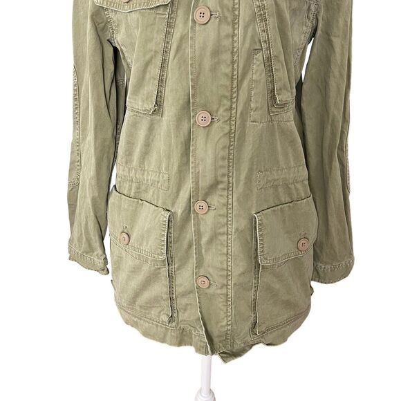 J.Crew Small Boyfriend Fatigue Jacket Army Green Full Zip VTG Utility - Picture 7 of 14